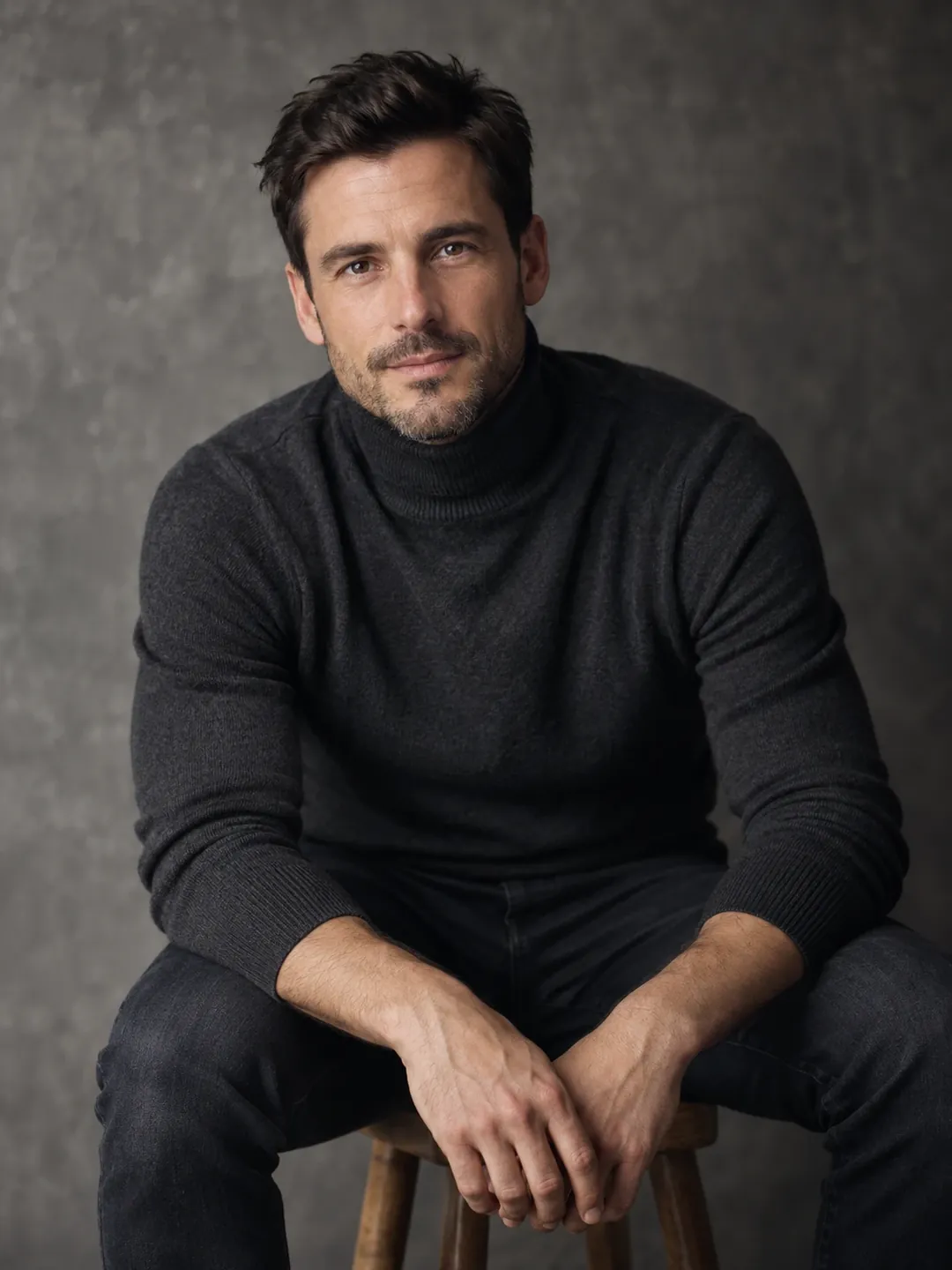 Classic gray backdrop studio AI photoshoot