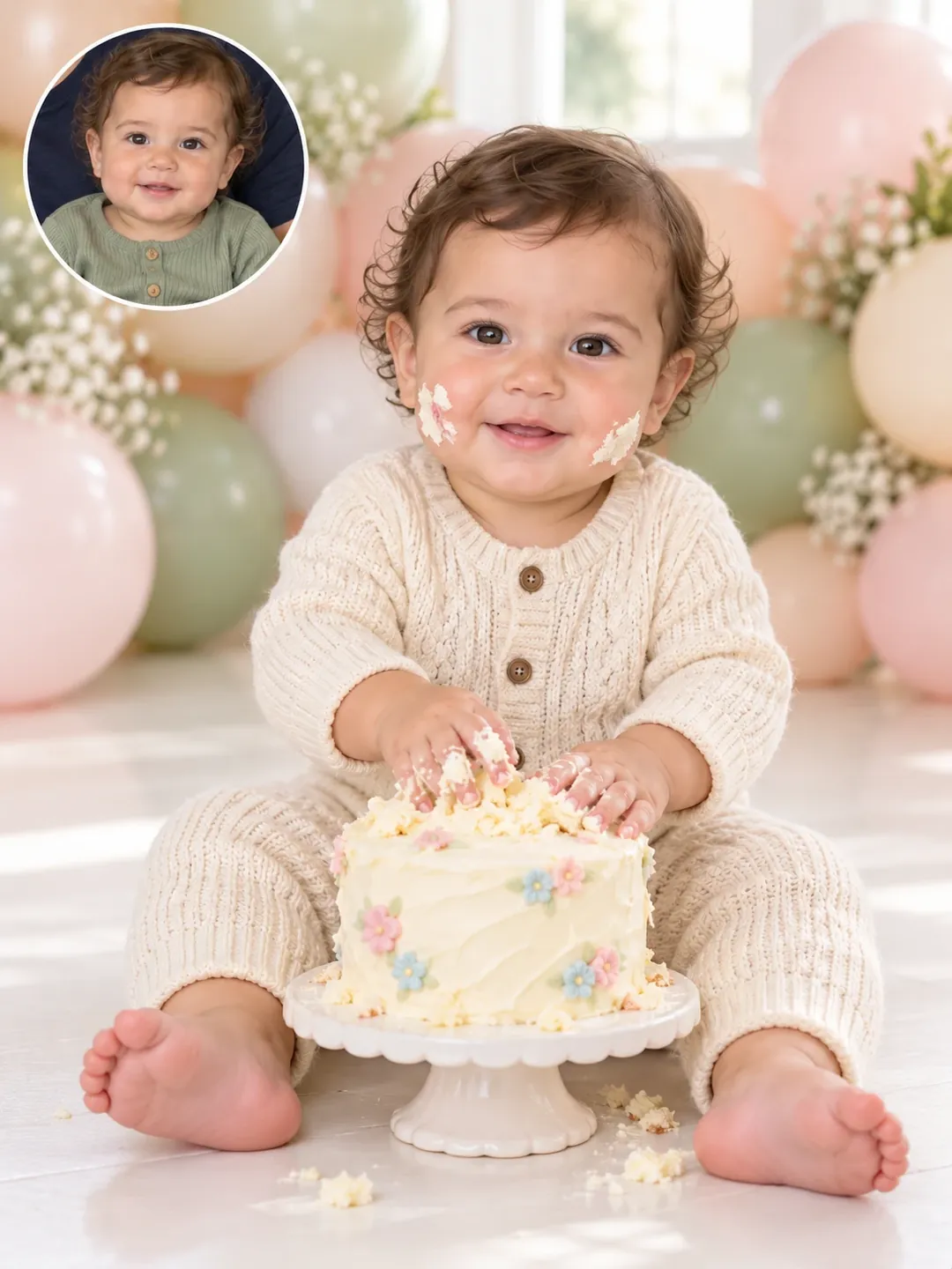 First birthday cake smash AI photoshoot