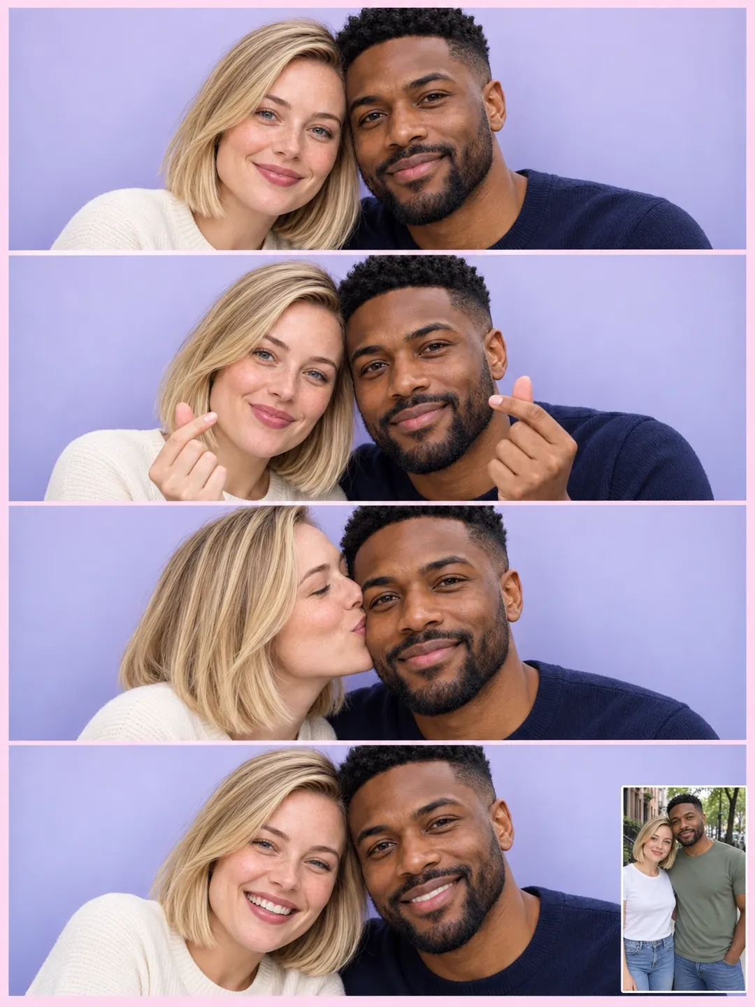 Korean 4-cut photo booth couple AI photoshoot