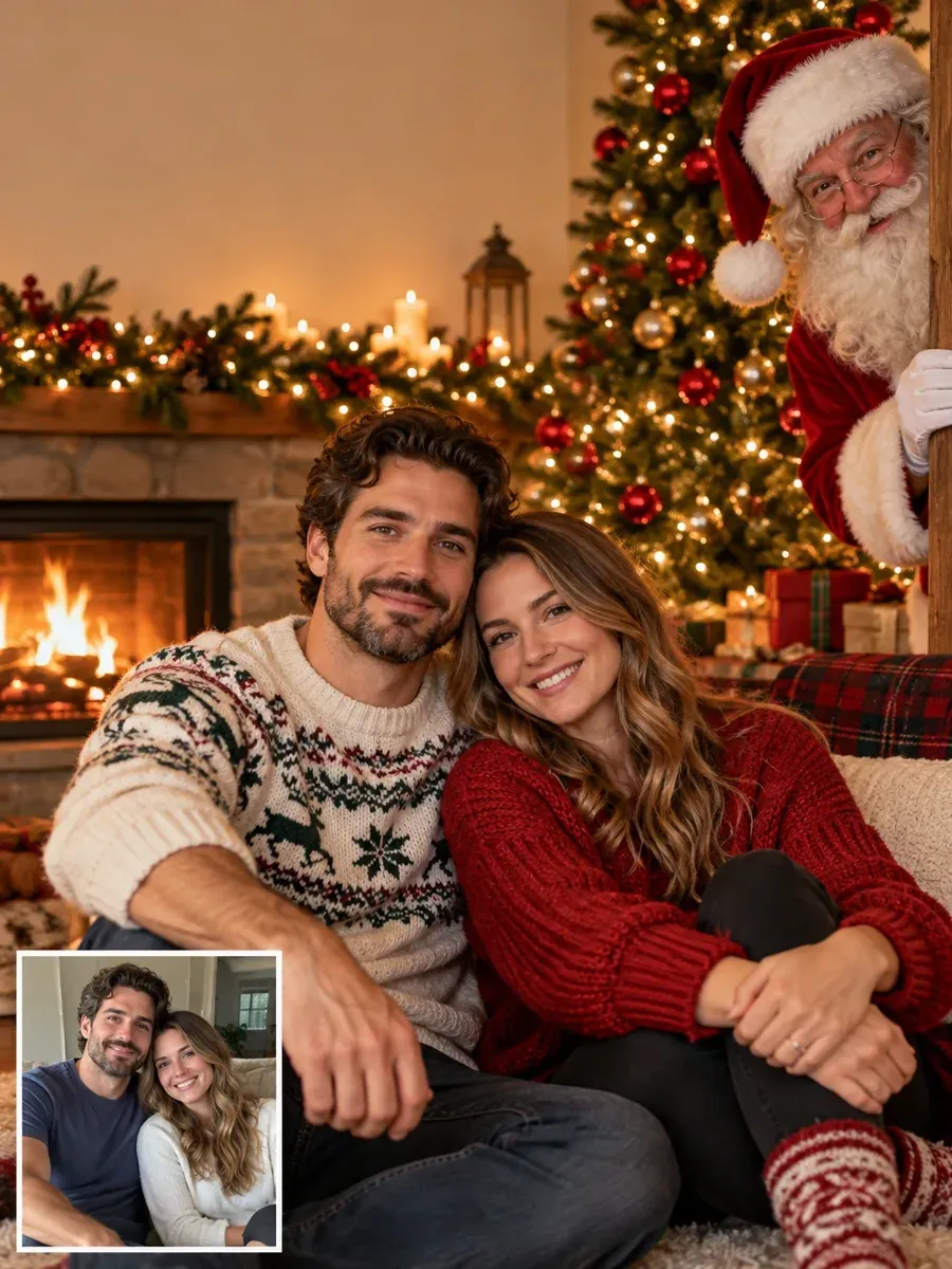 Christmas card prompt result: Santa Photobomb Card