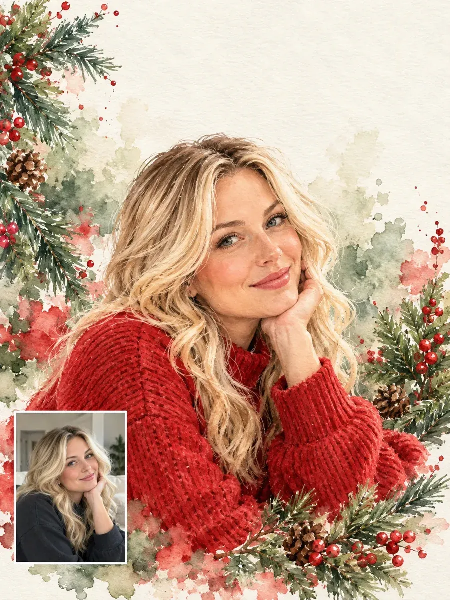 Christmas card prompt result: Watercolor Holiday Card