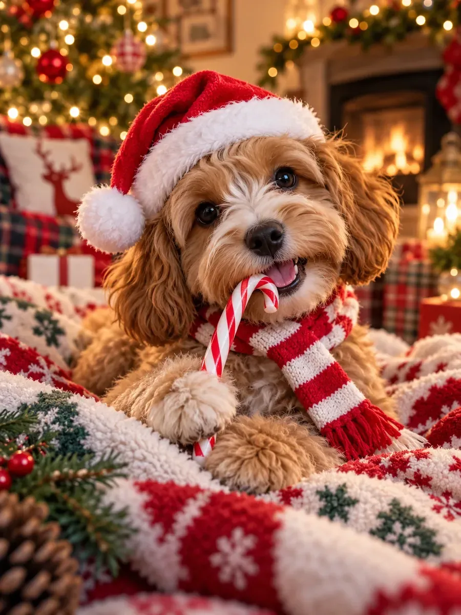 Christmas photo prompt result: Candy Cane Pet Portrait