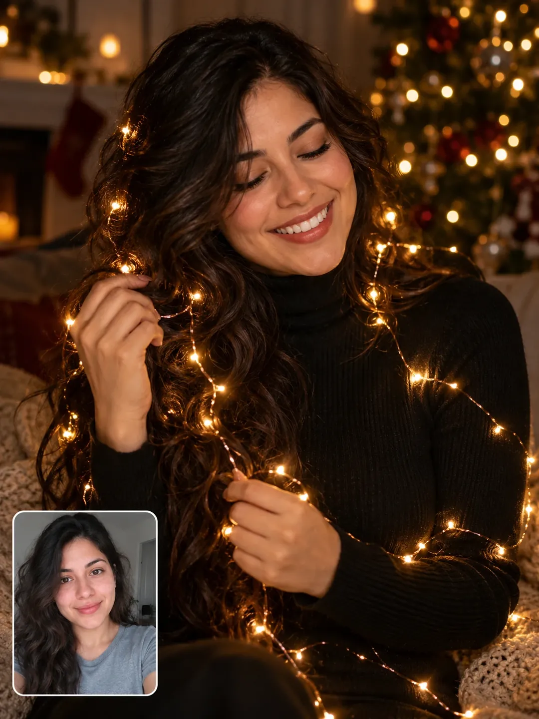 Christmas photo prompt result: Wrap Yourself in Christmas Tree Lights